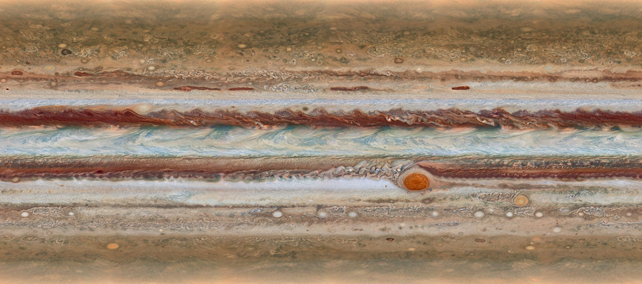 Die Bilder zeigen die Wolkenoberflächen von Jupiter im Lauf von 10 Stunden. Die Aufnahmen entstanden mit dem Weltraumteleskop Hubble.